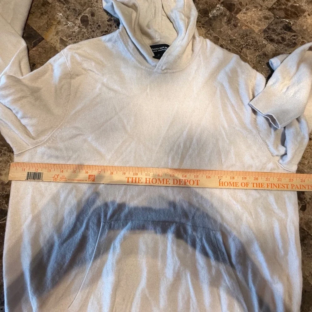 Banana Republic 100% Cashmere Hoodie Mens XL Tall Cream Pullover Sweater Knit